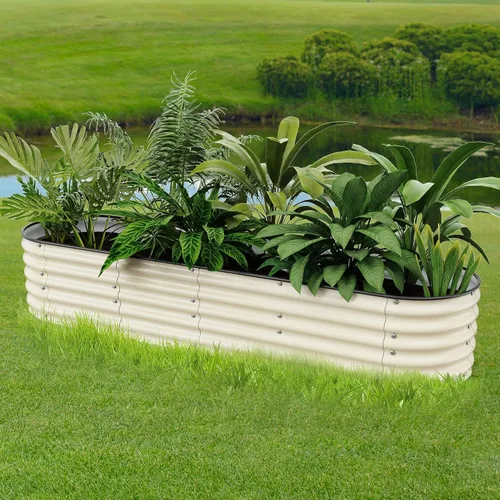 Vista 8 de Camas de Jardín Elevadas 8 X 2 X 1.4 Pies, Camas de Jardín Elevadas Galvanizadas Caja de Plantación al Aire Libre para Verduras, Jardinería, Flores