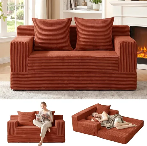 Vista 18 de Sofá cama convertible sin hueso de gran tamaño, sofá cama futón plegable, sofá cama tamaño Queen, sofá plegable sin hueso, sofá cama extraíble