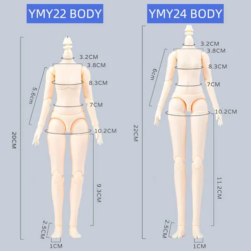 Vista 2 de Mini cuerpo de muñeca YMY escala 1/6 de 8.6 pulgadas/9.4 pulgadas, cuerpo femenino YMY22/YMY24 PVC+POM busto de dos tamaños, color de piel Whity