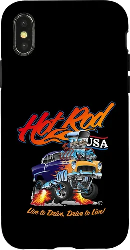 Vista 5 de Hotrod USA Design Classic Retro Muscle Car Dragster Cartoon Case for iPhone 17
