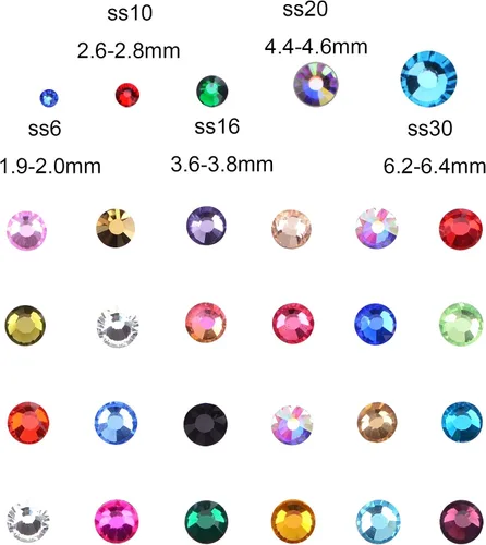 Vista 2 de Massive Beads Más de 6800 unidades de diamantes de imitación termoadhesivos de vidrio con parte trasera plana de 5 tamaños mixtos para hacer Mezcla