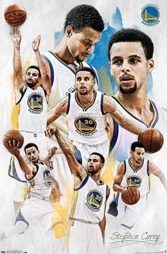 Vista 11 de Trends International NBA Golden State Warriors - Póster de pared de Stephen Curry 16, 14.725 x 22.375 pulgadas, versión enmarcada de madera