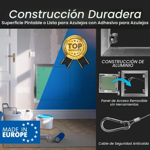 Vista 3 de Repa Market - Panel de acceso para paneles de yeso con marco de aluminio, cubierta de orificio de pared, panel de puerta de acceso con función