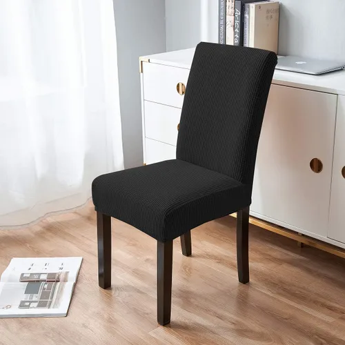 Vista 2 de Paquete de 4 fundas protectoras para sillas de comedor, tela elástica de elastano, lavables a máquina, fundas de asiento extraíbles para el hogar