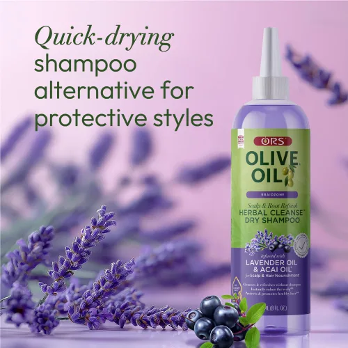 Vista 6 de ORS Aceite de oliva Braidzone Herbal Cleanse Dry Shampoo con lavanda y aceite de acai para nutrición, 8 onzas