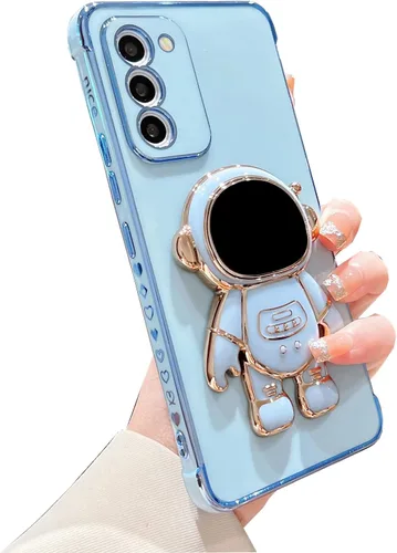 Vista 32 de phylla para Samsung Galaxy A12 Funda de Teléfono con Soporte Oculto de Astronauta Chapado en Oro de Lujo Lindo Astronauta Lateral Lindo