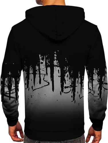 Vista 2 de Ymosrh Sudaderas con capucha de forro polar para hombre, sudaderas con capucha de color degradado, sudadera con capucha de manga larga, tops