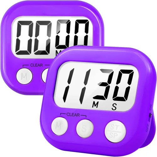Vista 25 de Paquete de 2 temporizadores de cocina con anillo ruidoso, temporizadores digitales para cocinar magnéticos, color azul