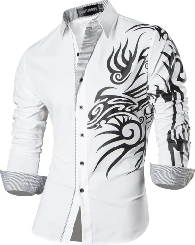 Vista 106 de JZS041, camisa de vestir de manga larga para hombre