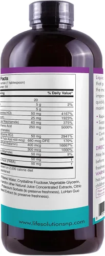 Vista 5 de Life Solutions Liquid Super B Complex -32 oz Aumenta naturalmente los niveles de energía de tu cuerpo