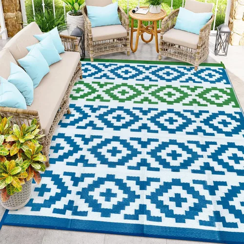 Vista 50 de Anidaroel Alfombra de área para exteriores para patio, 4 x 6 pies, impermeable, reversible, alfombra de paja de plástico para exteriores, alfombra