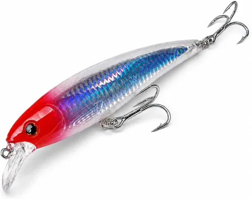 Vista 8 de Trolling Minnow Lure, 5.5in 1.5oz Floating Diving Hard Bait, 6-10ft ABS Laser Reflective Crankbait with BKK 4X 1/0 Treble Hooks, 1 Pack, for