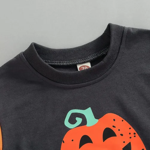Vista 77 de Ropa de Halloween para bebé niña, sudadera con estampado de calabaza, mameluco de burbujas, lindo traje de Acción de Gracias de otoño