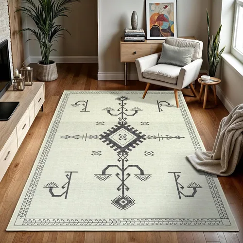 Vista 116 de GLN Rugs Bohemian - Troy - Alfombra de felpilla lavable a máquina, bohemio, lavable, antideslizante, alfombra de área de felpilla de pelo bajo