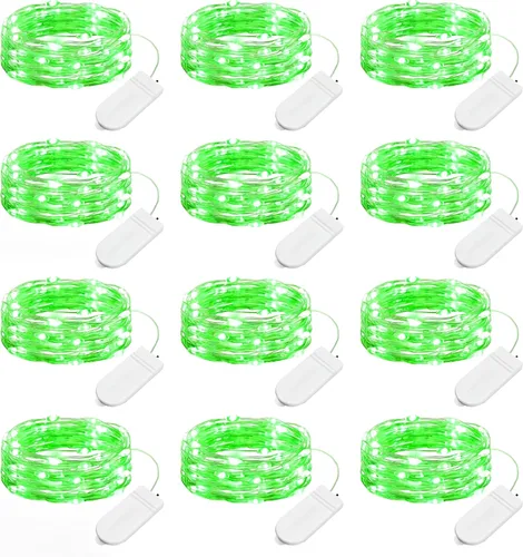 Vista 10 de Brightown - Paquete de 12 luces LED de hadas multicolor con pilas, resistentes al agua, cable plateado de 7 pies, 20 luces LED de luciérnagas