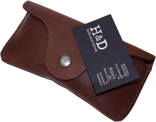 Vista 6 de Hide & Drink, Funda de cuero grueso y resistente para anteojos (6 pulgadas) largos, protector de gafas de sol, soporte portátil