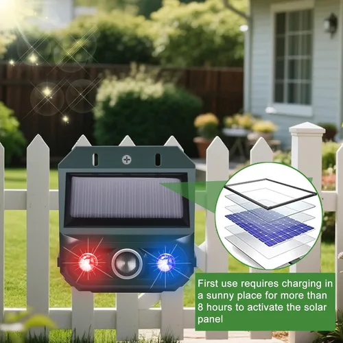 Vista 2 de Paquete de 4 repelentes solares ultrasónicos nocturnos de animales, disuasorio ultrasónico para pájaros y gatos al aire libre para patio, granja