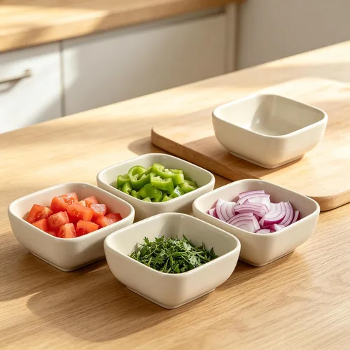 Vista 5 de Ceramic Dipping Bowls Set of 6,3 Ounce Porcelain Small Mini Dip Bowl Square Soy Sauce Dish - Good for Tomato Sauce, Sushi Soy, BBQ,Charcuterie Beige