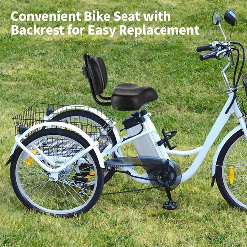 Vista 3 de Asiento de bicicleta con respaldo, cojín de bicicleta de espuma viscoelástica de gran tamaño con soporte de espalda, sillín universal de poliuretano