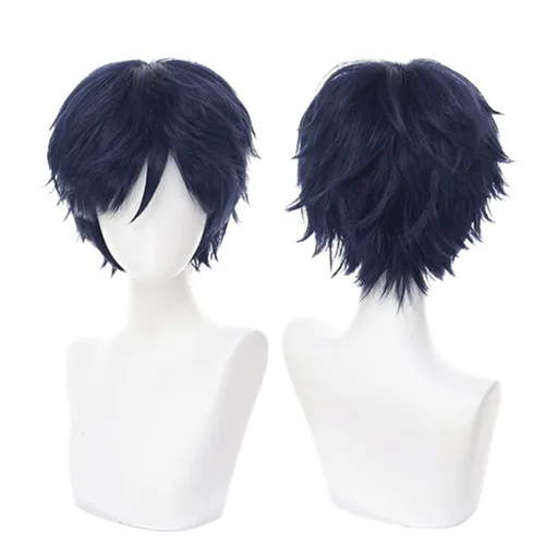 Vista 30 de COSPLAZA Peluca de cosplay de niña larga y recta azul profundo de pelo completo de anime