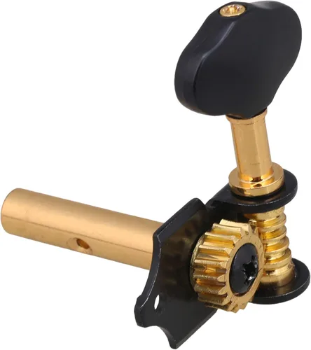 Vista 5 de Yibuy Aleación de zinc negro dorado estilo abierto máquina de guitarra cabeza afinación clavijas de bloqueo sintonizadores 3L 3R 18:1 para guitarra