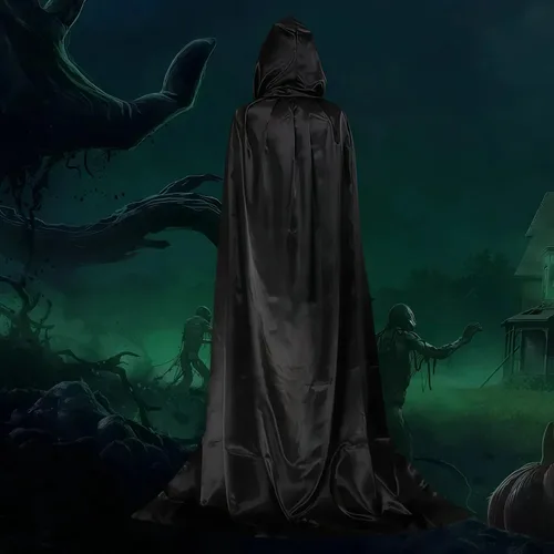 Vista 4 de EONPOW Wizard Tunic Hooded Robe Halloween Cloak Cosplay Costumes