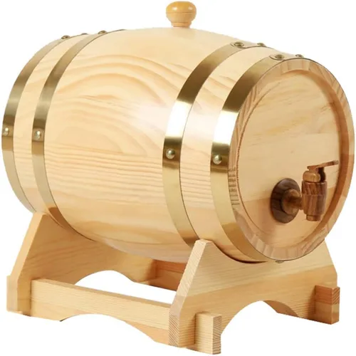 Vista 3 de Barril de vino de roble vintage barril de envejecimiento de madera para whisky, cerveza, vino, tequila (madera, 3L)
