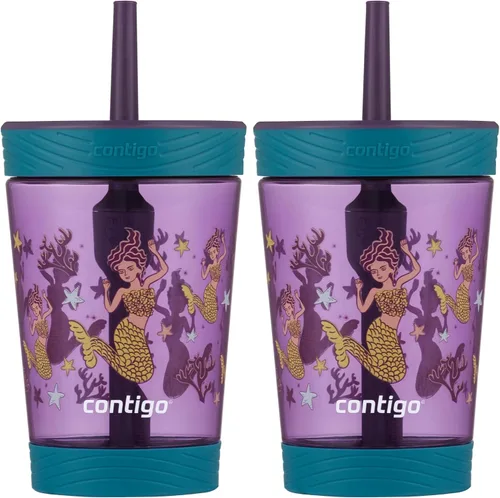 Vista 6 de Contigo Vaso a prueba de derrames con pajita para niños, 14 onzas, paquete de 2