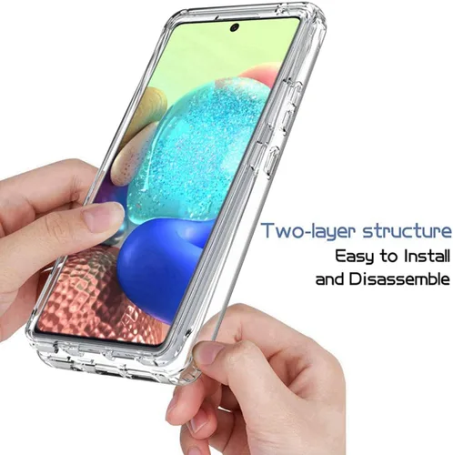 Vista 4 de Funda para Galaxy A71 4G SM-A715F con protector de pantalla de vidrio templado, transparente 360 de protección de cuerpo completo, carcasa dura +