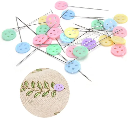 Vista 3 de 200 piezas de botón de cabeza plana para coser, alfileres rectos de patchwork, accesorios de costura, manualidades