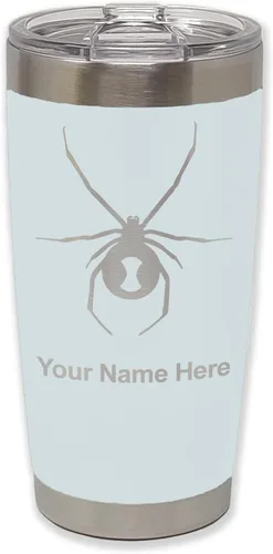 Vista 16 de LaserGram Vaso aislado al vacío de 20 onzas, araña viuda negra, grabado personalizado incluido (negro)