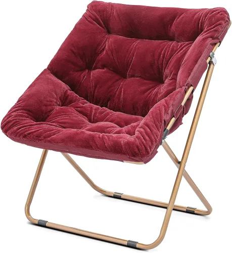 Vista 15 de Cómoda silla con platillo, silla de sala de estar, silla plegable acolchada suave de piel sintética, cómoda silla cuadrada de luna para sala