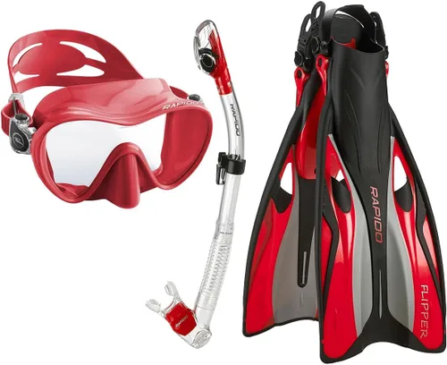 Vista 12 de Phantom Aquatics Juego de esnórquel sin marco con máscara de snorkel Negro