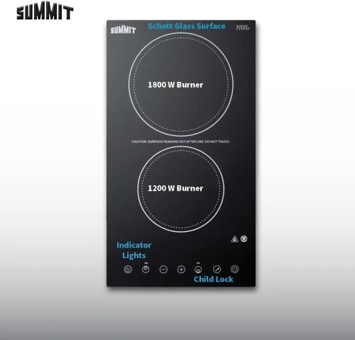 Vista 8 de Summit CR2B23T3B - Placa eléctrica de 2 quemadores de 12 pulgadas, 230 voltios, compatible con ADA, negro
