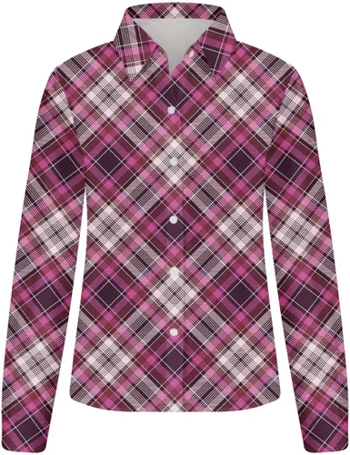 Vista 5 de oelaio Womens Long Sleeve Flannel Shirts Plaid Flannels Lapels Collared Button Down Shacket Casual Rolled Up Boyfriend