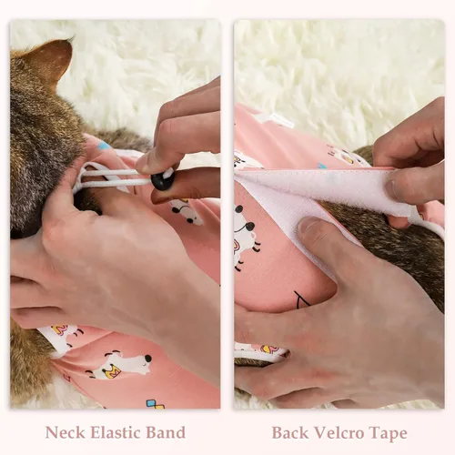 Vista 4 de ANWA Traje de Recuperación para Gatos - Mono transpirable para gatos hembras después de la cirugía, traje de recuperación quirúrgica para gatitos