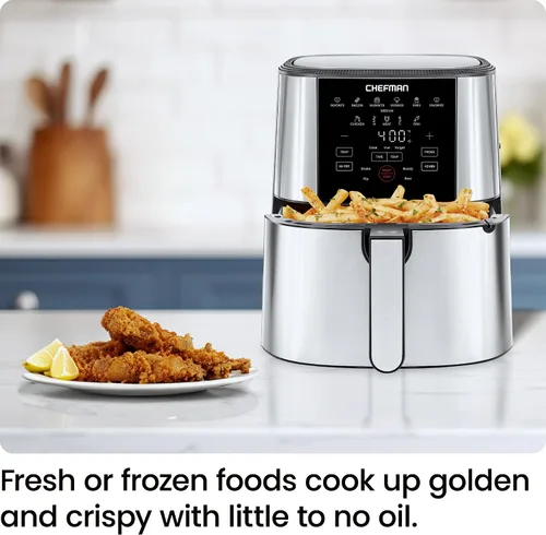 Vista 2 de Chefman Freidora de aire, TurboFry, 4.7 litros, acero inoxidable