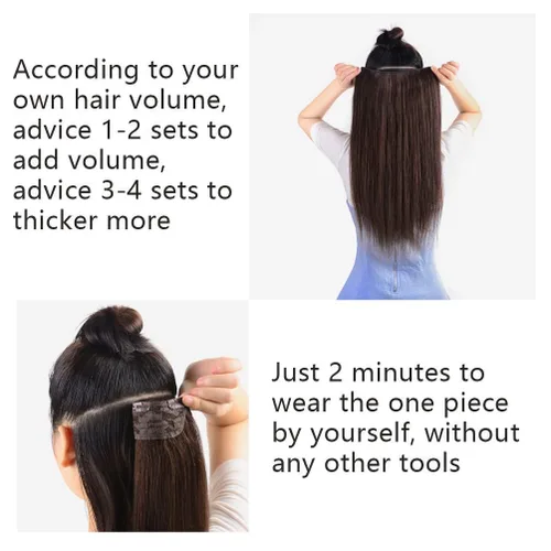 Vista 4 de Winsky - Extensiones de cabello humano real Remy - Una pieza azul balayage, extensiones de cabello con clip, 70 gramos para mujer