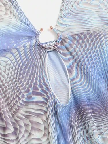 Vista 3 de SHENHE Vestido de playa con cuello halter y espalda descubierta para mujer