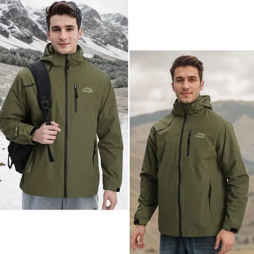 Vista 6 de HVECZIXP Men's Waterproof Lightweight Rain Jacket Removable With Hood Zipper Trench Outdoor Windproof Jacket