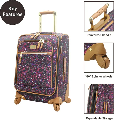 Vista 2 de Steve Madden Designer Luggage Collection - Maleta ligera y expandible para hombres y mujeres, bolsa de transporte duradera de 20 pulgadas con ruedas