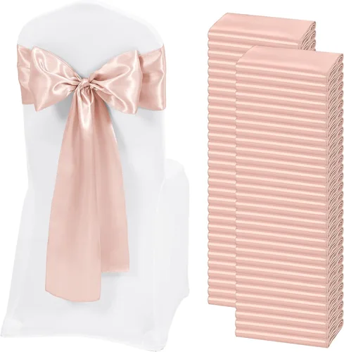 Vista 38 de 60 bandas de satén color burdeos para silla, diseño de lazos, para decoración de sillas de Acción de Gracias, boda, Navidad, banquetes, fiestas
