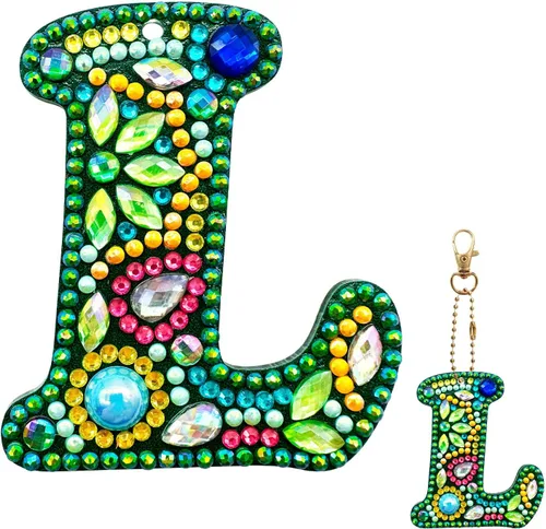 Vista 17 de YOYA Llaveros de Pintura de Diamantes de Doble Cara 5D Letras Kit de Llaveros de Pintura de Diamantes DIY Taladro Completo Arte de Diamantes