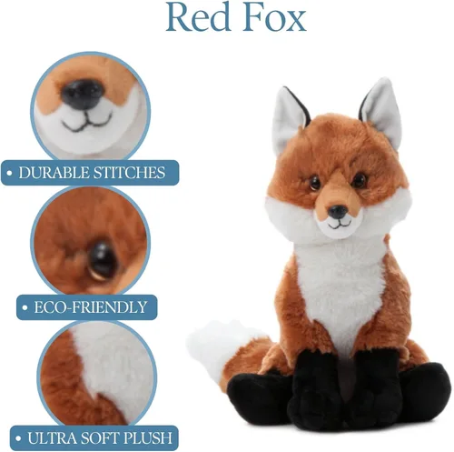 Vista 9 de The Petting Zoo - Animal de peluche de zorro, regalos para niños, animales salvajes del zoológico, juguete de peluche de zorro 30 cm