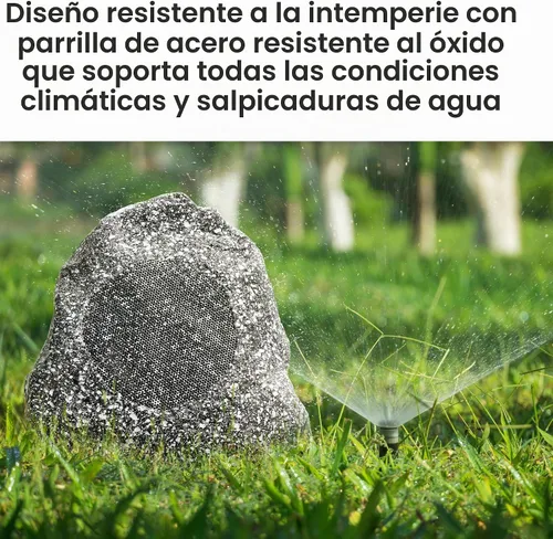 Vista 8 de (Juego de 4) nuevas bocinas de rock para patio o jardín impermeables color granito para exteriores