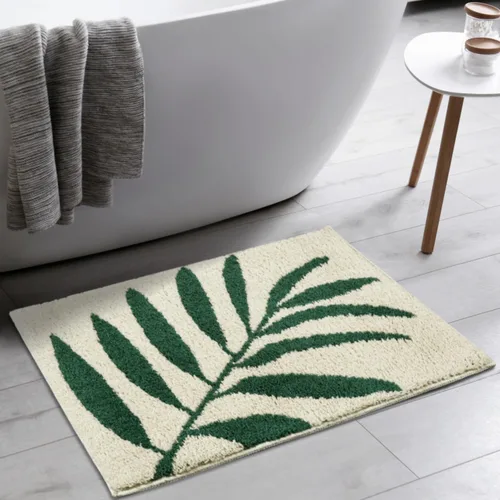 Vista 5 de Hi Space Alfombras de baño de 24 x 16 pulgadas con hojas para baño, antideslizante, lavable a máquina, suave, absorbente, bonita alfombra de baño