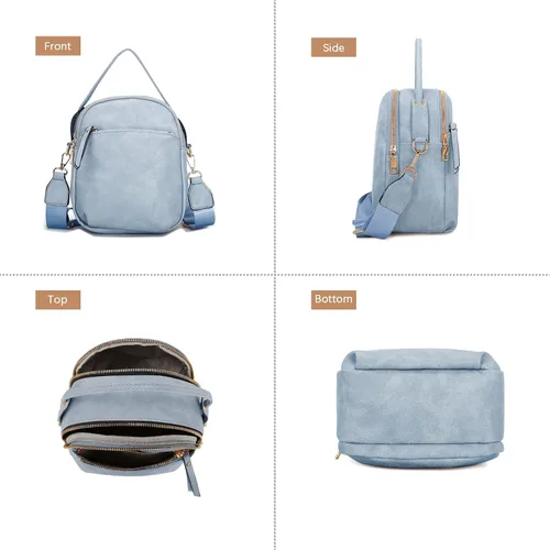 Vista 2 de E Bolso cruzado casual con múltiples bolsillos para mujer, ligero, mediano, con correa ajustable