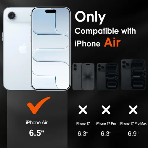 Vista 2 de ivoler Paquete de 3 + 3 protectores de pantalla de vidrio templado para iPhone Air de 6.5 pulgadas con protector de lente de cámara con marco