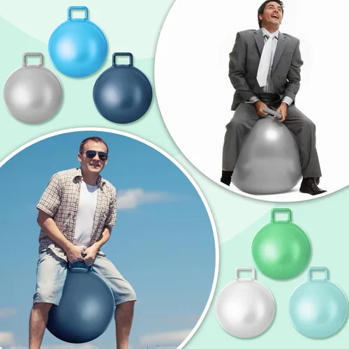 Vista 5 de Lewtemi 6 unidades de bola de tolva para carnaval al aire libre, pelota inflable de salto de 32 pulgadas con mango y bomba de aire para ejercicio