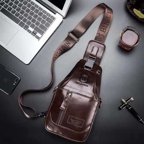 Vista 93 de LUKZIJAES Bolso bandolera de cuero genuino para hombre